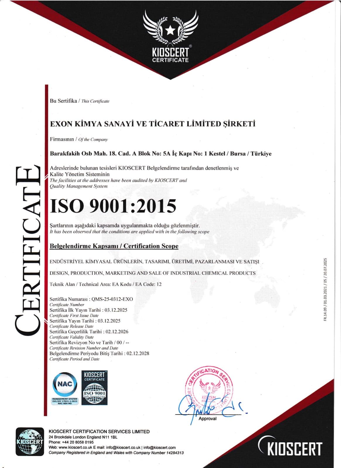 ISO 9001:2015 belgesi